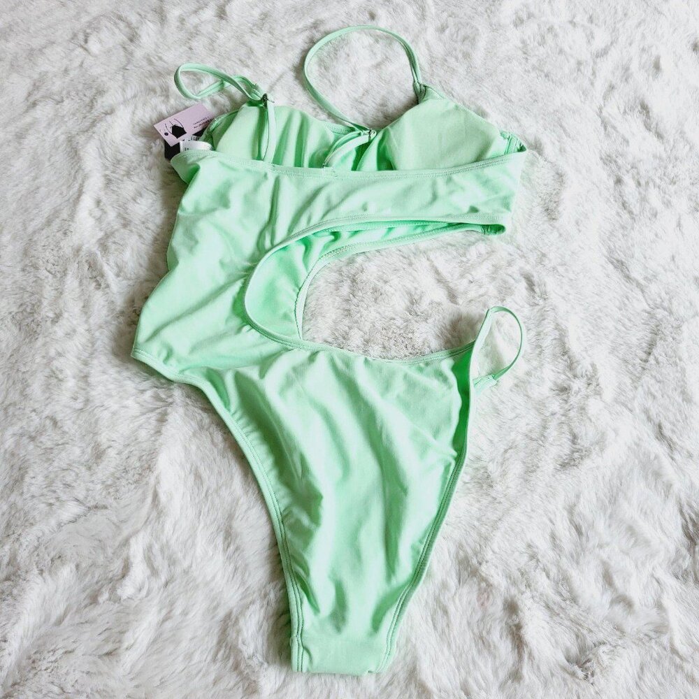 Wild Fable Women's One Shoulder Cut Out One Piece Swimsuit BT7-EH - Picture 3 of 5